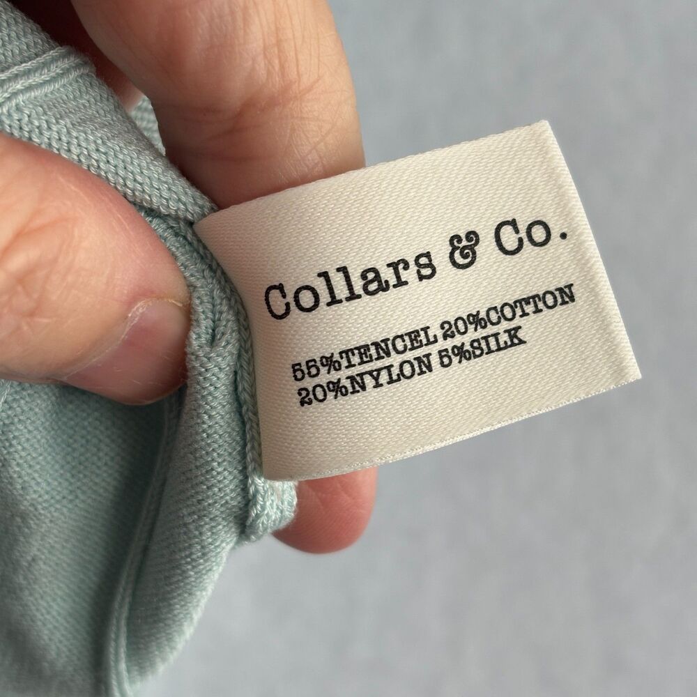Collars & Co Maranello Polo Men S Light Green Cotton Silk Knit Ribbed Preppy NWT - Picture 4 of 6